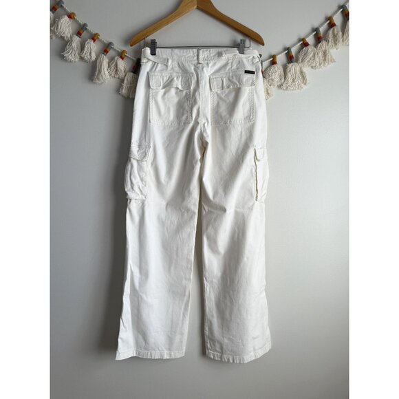 Sanctuary Reissue Cargo Straight Leg Twill Jeans Ivory Baggy Relaxed Fit Boho S - Picture 2 of 9
